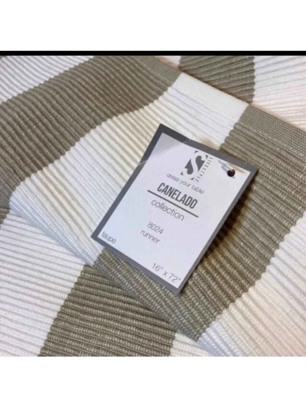 NWT CANELADO 16 x 72 in. Rectangle Classic Stripe Design Ribbed Cotton Table Run